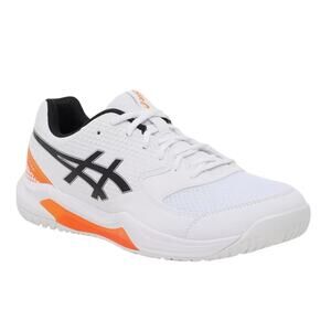ASICS Gel Dedicate 8 Pickleball Shoe, White Orange, Men's Size 9, New